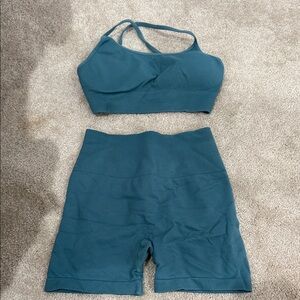 Amazon Women's Teal Shorts and Top Set